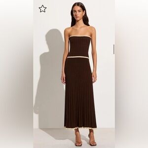 Faithfull the Brand Mona Ribbed‎ Knit XL Skirt - Coffee Brown Beige - Midi/Maxi